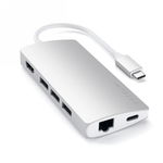 Satechi Aluminium Multiport Adapter V2 - aluminiowy adapter do urządzęń moblinych USB-C ( USB-C, 3x USB-A, 4K HDMI, czytnik kart micro/SD, Ethernet) (silver)