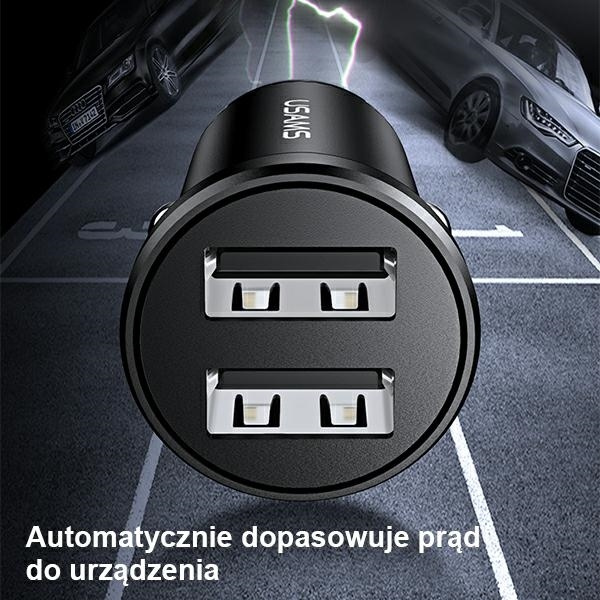 Ładowarka Samochodowa USAMS 2xUSB 2,4A Mini Czarny