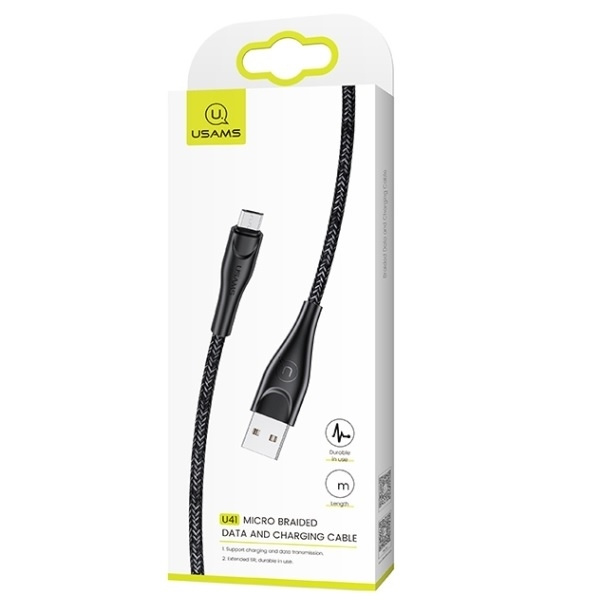 Kabel Pleciony USAMS MicroUSB 2A 1m Czarny