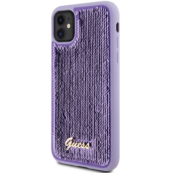 Etui Guess GUHCN61PSFDGSU iPhone 11 / Xr 6.1" fioletowy/purple hardcase Sequin Script Metal Case