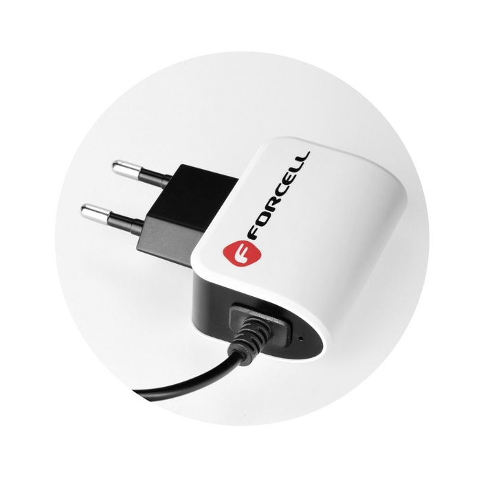 FORCELL F-ENERGY U19 ładowarka sieciowa z kablem Micro USB 1A 5W biało czarna