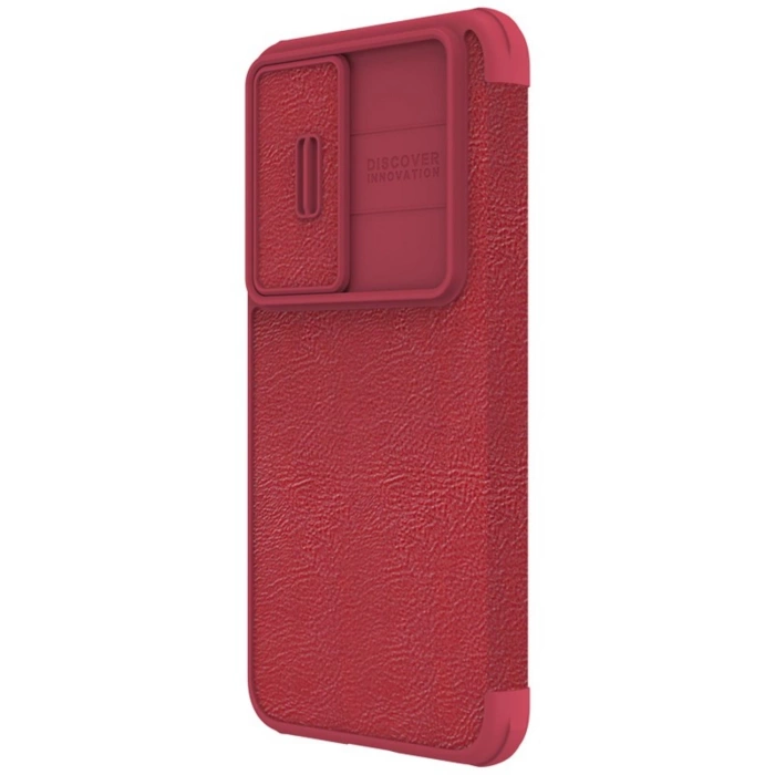 Nillkin Qin Leather Pro Case etui Samsung Galaxy S23+ pokrowiec z klapką osłona na aparat czerwone