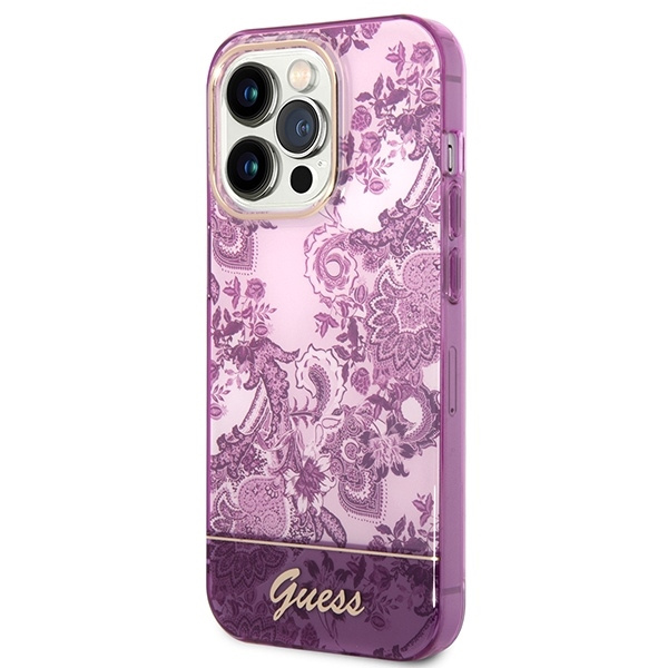 Etui GUESS Apple iPhone 14 Pro Max Porcelain Collection Różowy Fuksja Hardcase