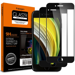 Szkło Hartowane SPIGEN Glass fc 2-pack iPhone SE 2022 2020 7 8 Black Czarne