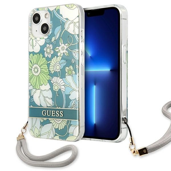 Etui GUESS Apple iPhone 13 Mini Flower Strap Zielony Hardcase