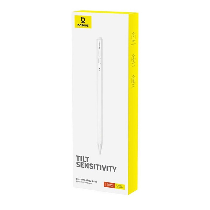 BASEUS rysik do telefonu pojemnościowy Stylus Writing 2 Lite LED (wersja aktywna + kabel Typ C do Typ C) 130 mAh biały P80015802213-01/BS-PS010