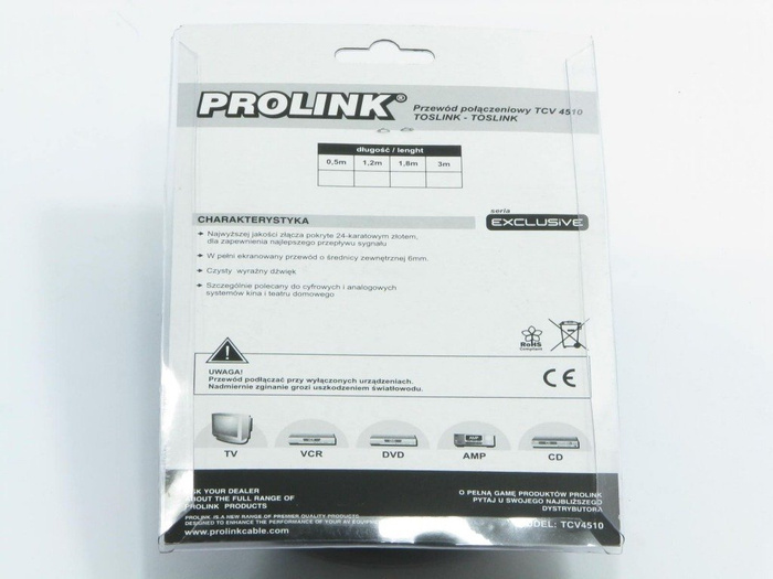 Kabel PROLINK Optyczny Toslink 1,8m TCV4510