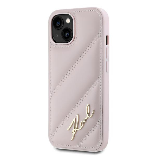 Karl Lagerfeld KLHCP14SPQDSMGP iPhone 14 / 15 / 13 6.1" różowy/pink hardcase Diagonal Quilted Script