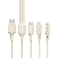 Kabel 3w1 Dudao L7SE USB-C - USB-C / Lightning / micro USB 66W 1.2m - beżowy