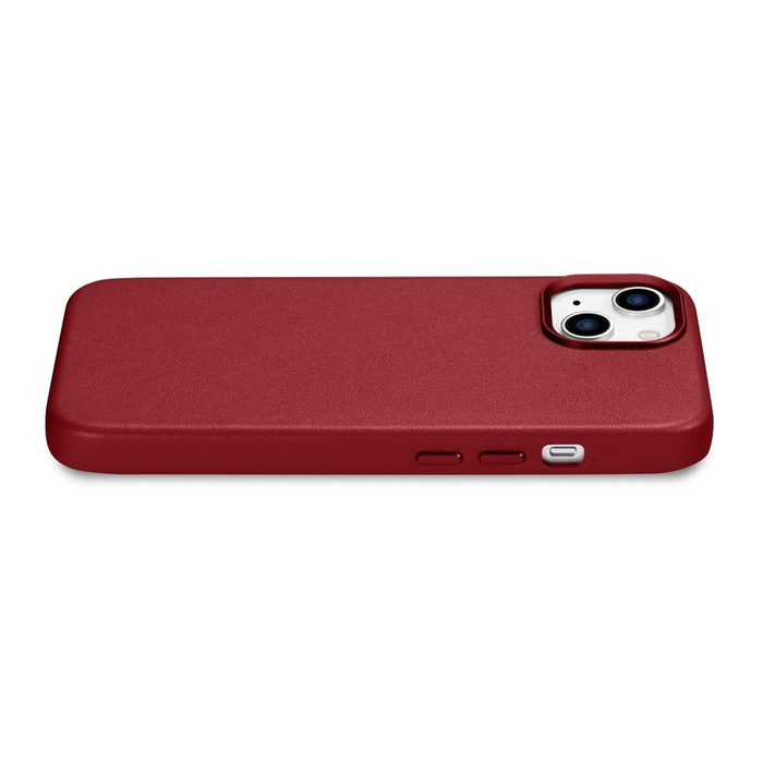 iCarer Case Leather pokrowiec etui z naturalnej skóry do iPhone 14 Plus czerwony (kompatybilne z MagSafe)