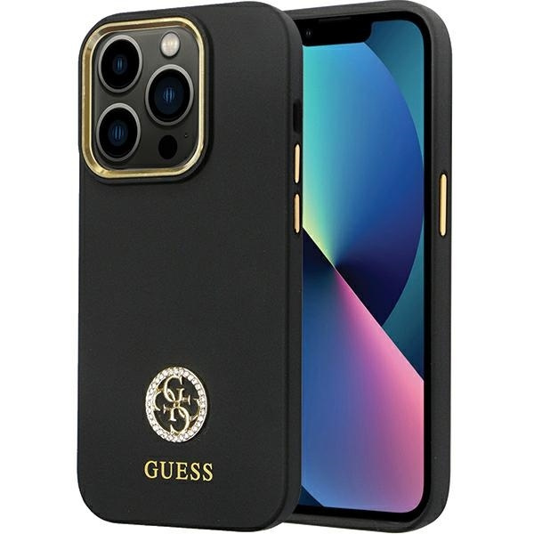 Etui Guess GUHCP14LM4DGPK iPhone 14 Pro 6.1" czarny/black hardcase Silicone Logo Strass 4G Case