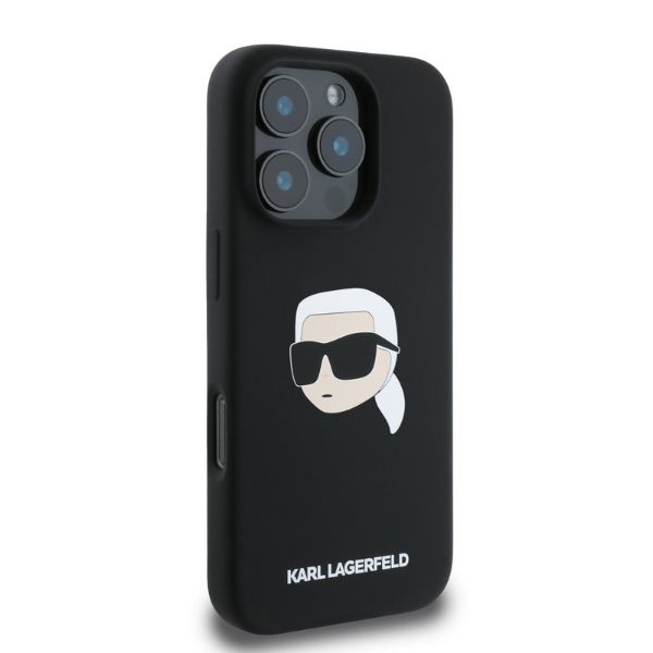 Etui Karl Lagerfeld iPhone 16 Pro Max czarny/black HC MagSafe Sil KL Head Print