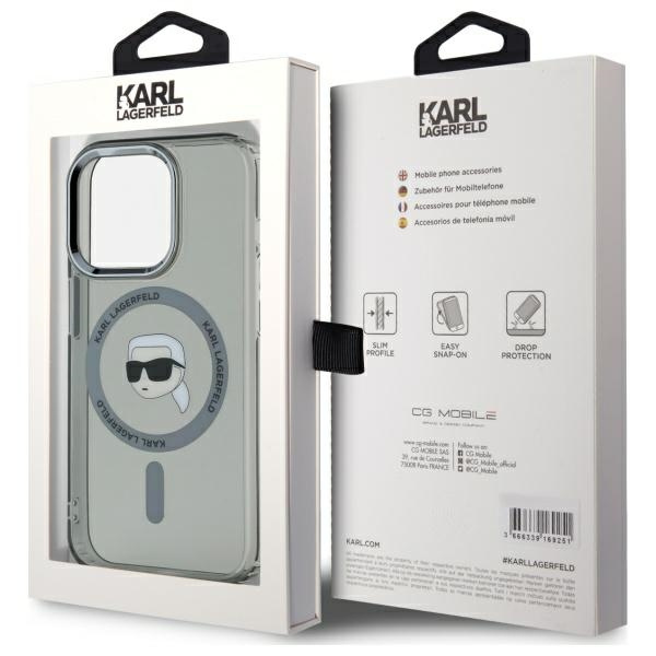 Karl Lagerfeld KLHMP15LHLSKIK iPhone 15   Pro 6.1" czarny/black hardcase IML Metal Karl Head MagSafe