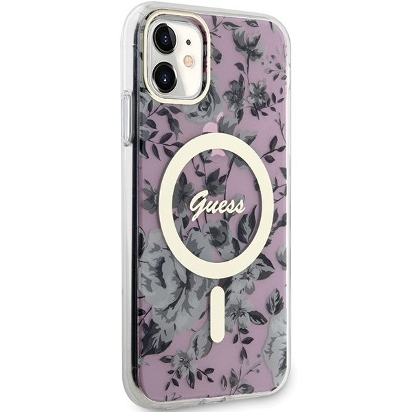 Etui Guess GUHMN61HCFWSP iPhone 11 / Xr 6.1" różowy/pink hardcase Flower MagSafe Case