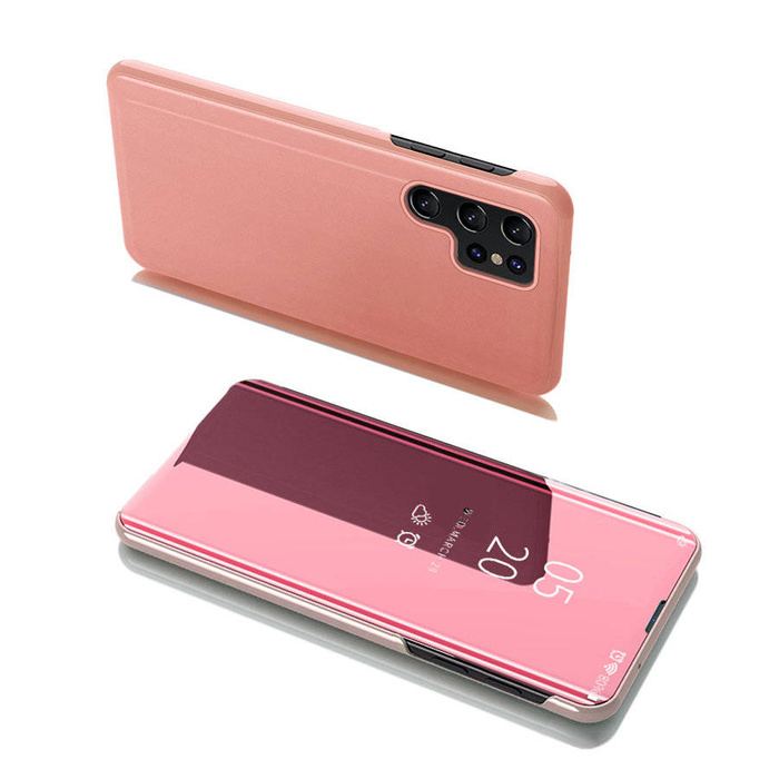 Etui Clear View Case futerał etui z klapką Samsung Galaxy S22 Ultra różowy