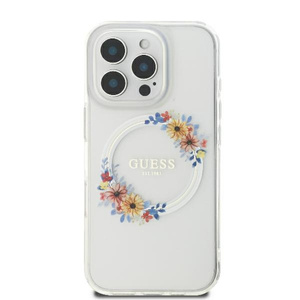 Etui Guess iPhone 16 Pro Max 6.9" przeźroczysty/transprent hardcase IML Flowers Wreath MagSafe