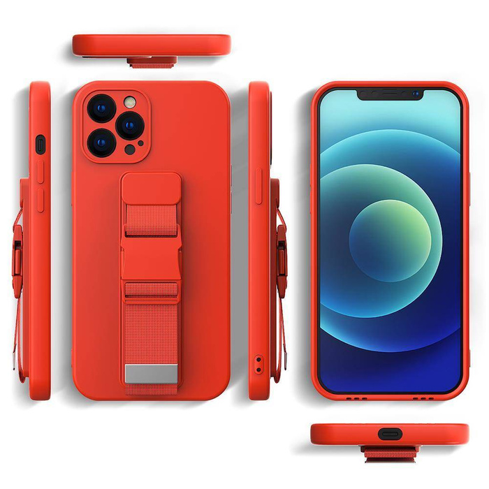 ETUI Rope Case silikonowe etui ze smyczą torebka smycz pasek do Xiaomi Poco M4 Pro 5G czerwony CASE