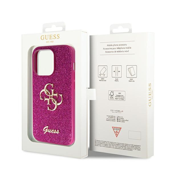 Etui Guess GUHCP15LHG4SGU iPhone 15 Pro 6.1" fioletowy/purple hardcase Glitter Script Big 4G Case