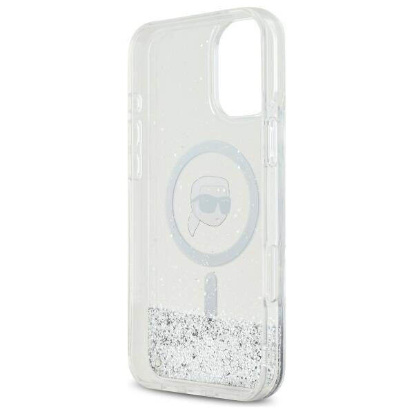 Etui Karl Lagerfeld iPhone 16 6.1" hardcase transparent Liquid Glitter Karl Head Magsafe