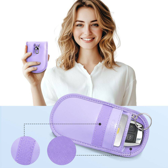 KLATKA FARADAYA TECH-PROTECT KLR100 POUCH KEYLESS RFID SIGNAL BLOCKER CASE LAVENDER