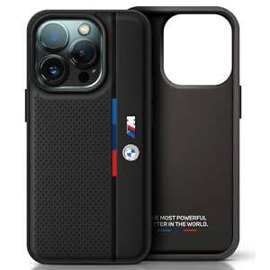 ETUI BMW iPhone 16 Pro 6.3" czarny/black hardcase M Perforated Tricolor Detail Line