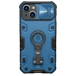 Nillkin CamShield Armor Pro Case etui iPhone 14 Plus pancerny pokrowiec z osłoną na aparat ring podstawka niebieskie