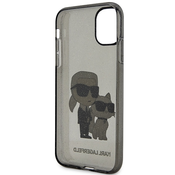 Etui Karl Lagerfeld iPhone 11 6,1" czarny/black hardcase Gliter Karl&Choupette