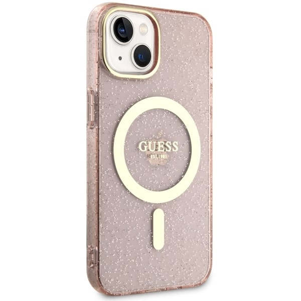 Etui Guess GUHMP14MHCMCGP iPhone 14 Plus 6.7" różowy/pink hardcase Glitter Gold MagSafe Case