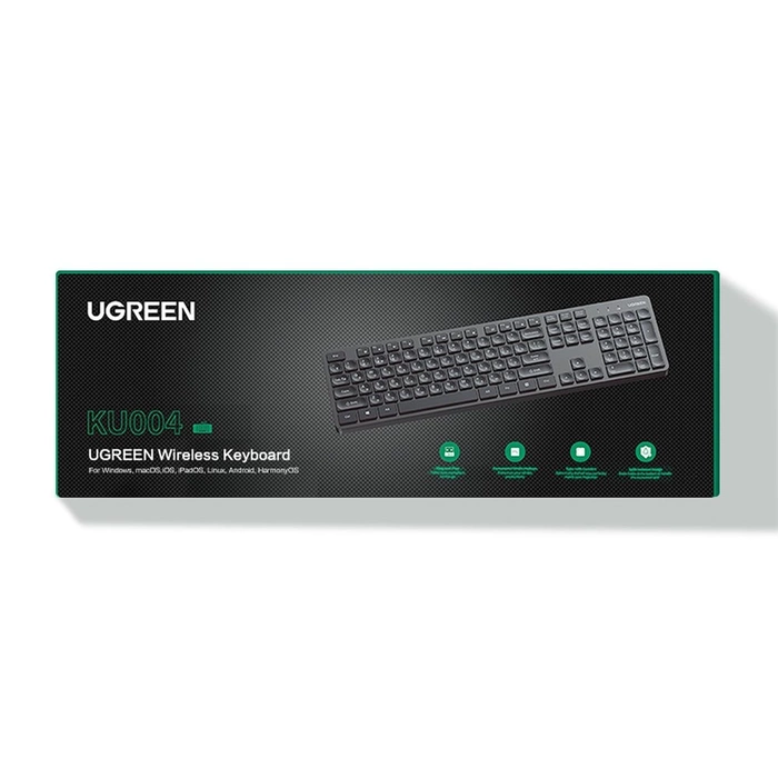 Klawiatura Ugreen KU004 90250 bezprzewodowa 2.4GHz do Windows / MacOS - czarna