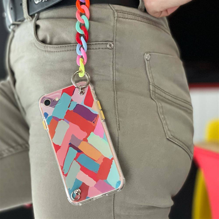 Color Chain Case żelowe elastyczne etui z łańcuchem łańcuszkiem zawieszką do iPhone 13 Pro Max wielokolorowy (4)