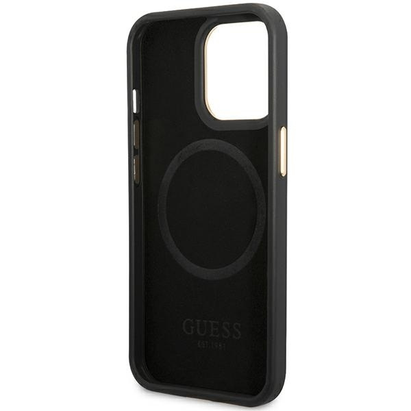 Etui Guess GUHMP14LSAPSTK iPhone 14 Pro 6.1" czarny/black hardcase Peony Logo Plate MagSafe Case