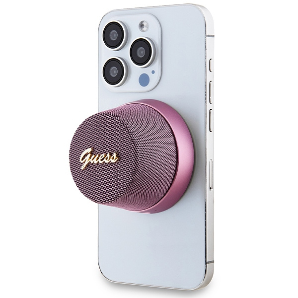 Guess głośnik Bluetooth GUWSC3ALSMP Speaker Stand różowy/pink Magnetic Script Metal