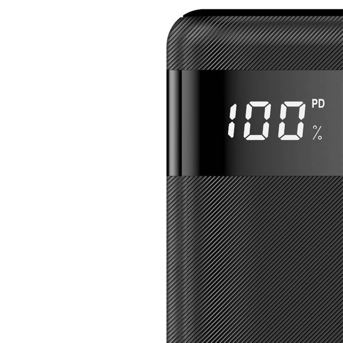 Dudao power bank 20000 mAh 2x USB / USB Typ C / micro USB 2 A z ekranem LED czarny (K9Pro-06)