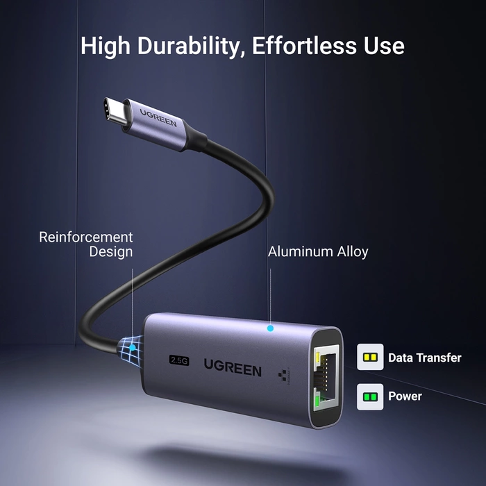 Adapter Ethernet UGREEN CM648, USB-C do RJ45, 2.5G (czarny)