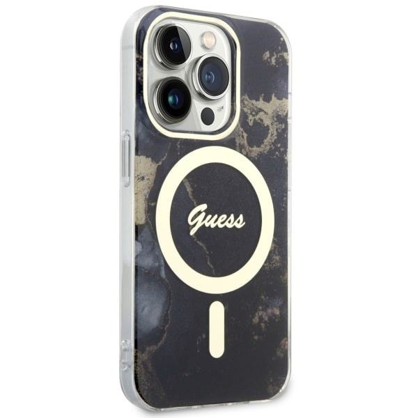 Etui Guess GUHMP14LHTMRSK iPhone 14 Pro 6.1" czarny/black hardcase Golden Marble MagSafe Case