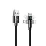 Kabel Pleciony USAMS USB MicroUSB U60 Obrotowy 2A 1m Czarny