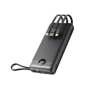 VEGER powerbank 20 000 mAh z wbudowanymi kablami Micro USB / Typ C / Lightning C20 (W2047) czarny