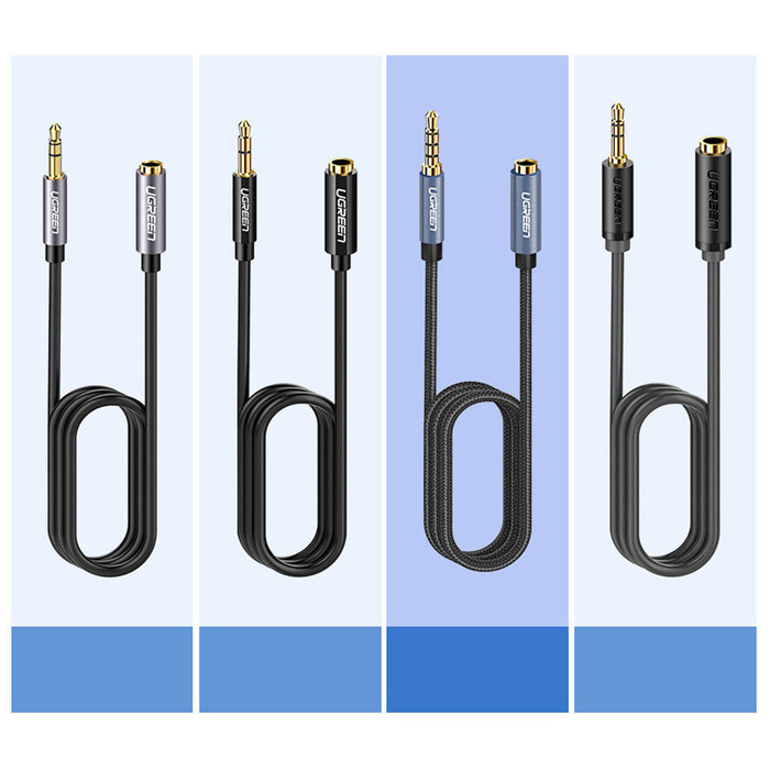 Ugreen kabel adapter przedłużacz AUX mini jack 3,5 mm 2m niebieski (AV118)