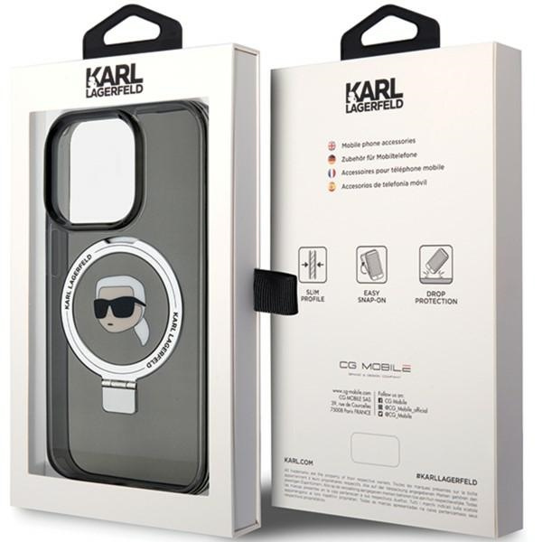 Etui Karl Lagerfeld KLHMP15LHMRSKHK iPhone 15 Pro 6.1" czarny/black hardcase Ring Stand Karl Head MagSafe Case