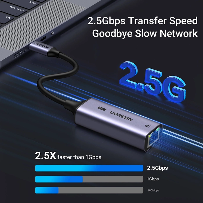 Adapter Ethernet UGREEN CM648, USB-C do RJ45, 2.5G (czarny)