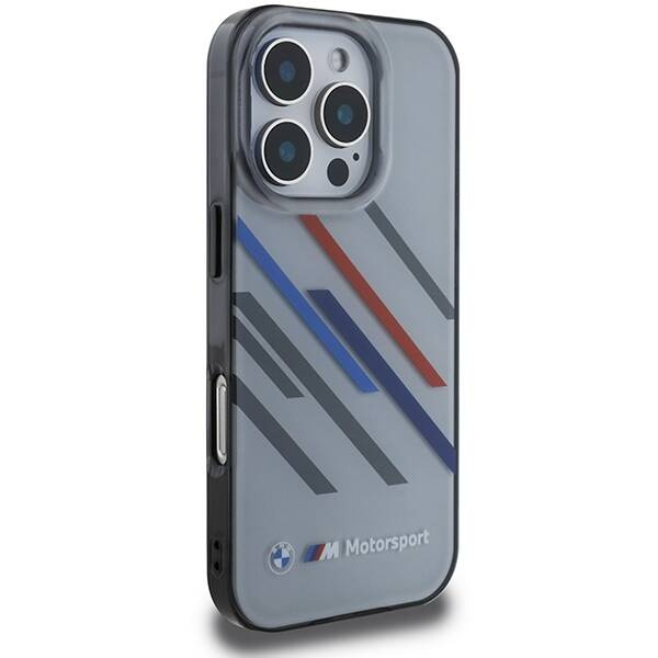 Etui BMW iPhone 16 Pro Max 6.9" szary/grey hardcase Motosport IML Random Stripes