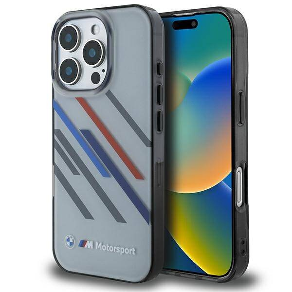 Etui BMW iPhone 16 Pro Max 6.9" szary/grey hardcase Motosport IML Random Stripes