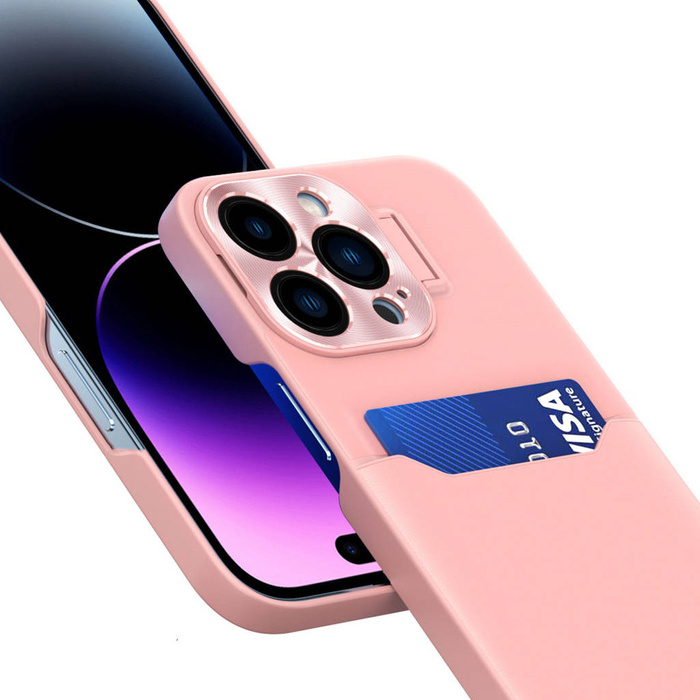 Etui Leather Stand Case Etui Do iPhone 14 Plus Pokrowiec Portfel Na Kartę Z Podstawką Różowe Case