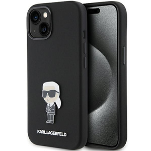 Etui Karl Lagerfeld KLHCP15SSMHKNPK iPhone 15 6.1" czarny/black Silicone Ikonik Metal Pin Case