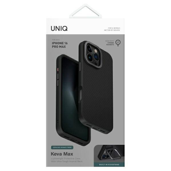 UNIQ etui Keva Max iPhone 16 Pro Max 6.9" Magclick Charging czarny/carbon black