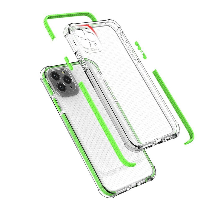 Spring Armor żelowy elastyczny pancerny pokrowiec z kolorową ramką do iPhone 11 Pro Max czerwony