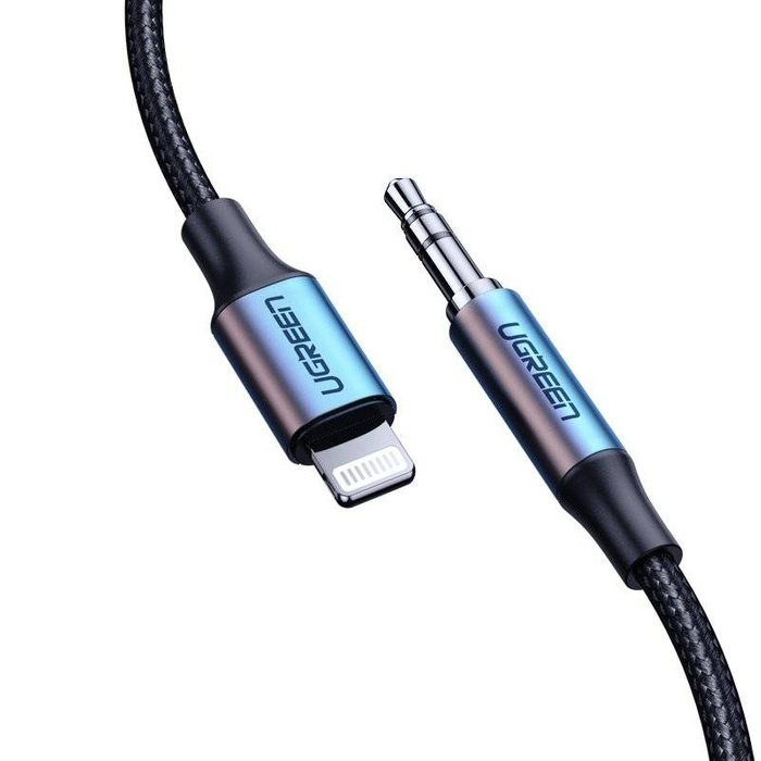 Ugreen kabel przewód audio AUX MFI Lightning - 3,5 mm mini jack 1 m szary (70509)