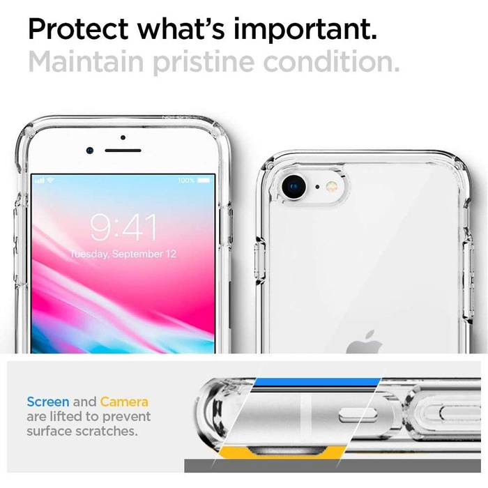 Etui SPIGEN iPhone SE 2022 2020 7 8 Ultra Hybrid Przezroczyste Clear Przezroczysty Case 