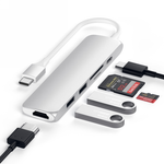 Satechi Aluminium Adapter Slim v2 - aluminiowy adapter podróżny do urządzeń mobilnych USB-C (USB-C, 2x USB-A, 4K HDMI, czytnik kart micro/SD) (silver)