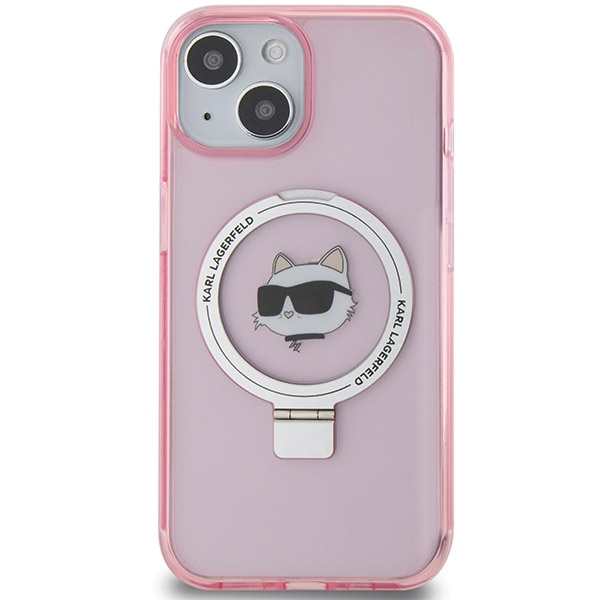 Etui Karl Lagerfeld KLHMP15SHMRSCHP iPhone 15 6.1" różowy/pink hardcase Ring Stand Choupette Head MagSafe Case